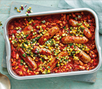 Barbecue sausage and mixed bean bake | Tesco Real Food