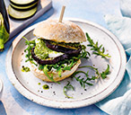 Aubergine, Pesto and Goat's Cheese Veggie Burgers | Tesco Real Food
