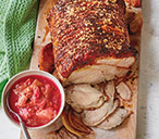 Spiced roast pork with rhubarb sauce | Tesco Real Food