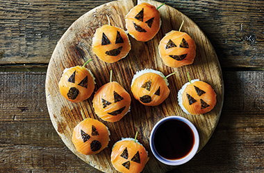 Pumpkin sushi rice balls
