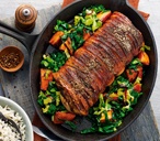 Spiced roast loin of pork with soy squash and greens | Tesco Real Food