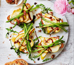 Asparagus, pear and ricotta tartines with candied pecans | Tesco Real Food