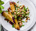 Goat's cheese and beetroot filo parcels with chickpea tabbouleh | Tesco Real Food