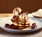 Mocha-caramel pancakes with cherries | Tesco Real Food
