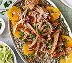 Pulled pork with mustard lentils | Tesco Real Food