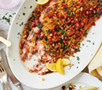 Spice-crusted salmon with parsley and pomegranate dressing | Tesco Real Food