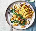 Tofu scramble with potato, spinach and shiitake hash | Tesco Real Food
