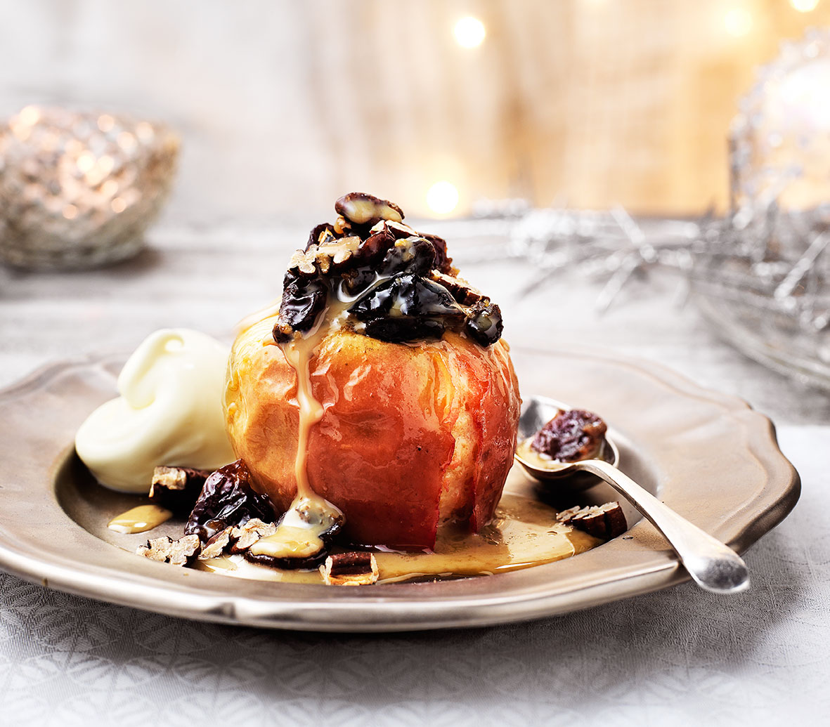 Salted caramel apples with spiced winter fruit and nuts | Tesco Real Food