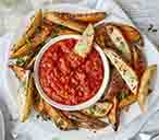 Chilli and poppy seeded potato chips with smoky red pepper dip | Tesco Real Food