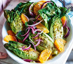 Charred baby gem and orange salad with mustard and poppy seed dressing | Tesco Real Food