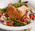 Griddled chicken and asparagus with white bean salad | Tesco Real Food