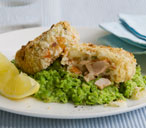 Salmon fishcakes with creamy peas | Tesco Real Food
