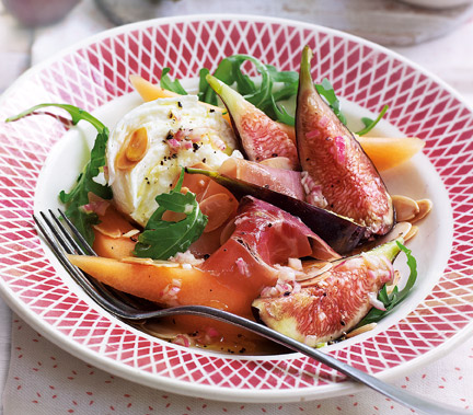 Marinated figs with mozzarella, jamón and melon | Tesco Real Food